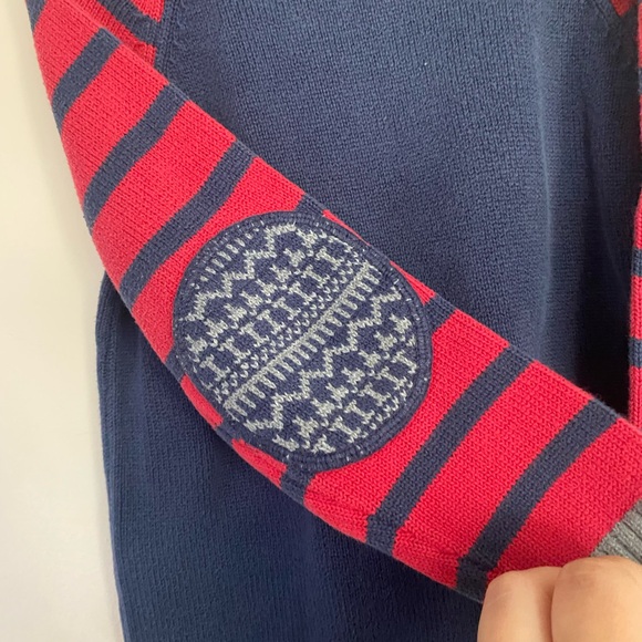 Hanna Andersson sweater fair isle elbow patches size 110 / 5 blue red holiday - Picture 5 of 5